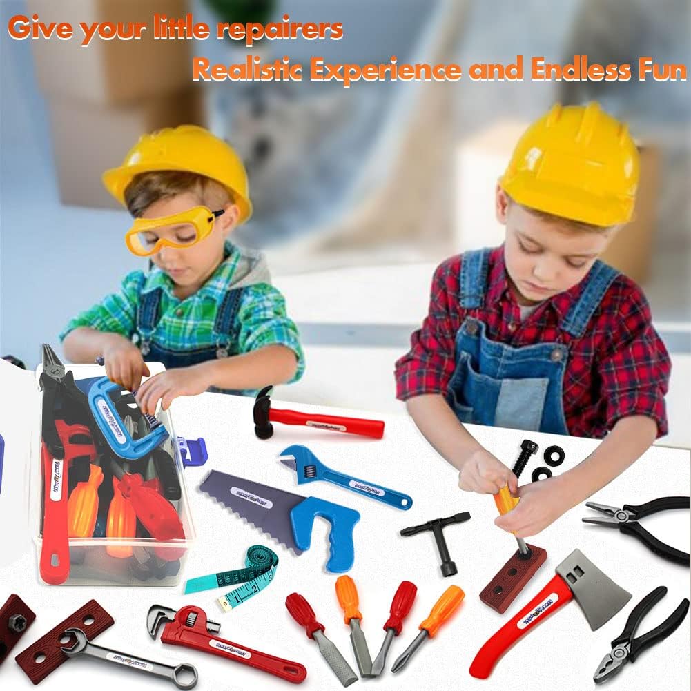 21 Pieces Kids Toy Tool Set and Power Play Tools, Construction Toys Working Tools Educational Pretend Role Play Set with a Handy Storage Box and Portable Sturdy Ideal Gifts Toolkit for Toddlers - Image 2