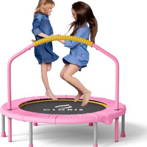 CLORIS 38in/48in Folding Trampoline – Max Load 220lbs / 450lbs Trampoline Rebounder Trampoline with Adjustable Foam Handle, with safty Padded Cover Best Gift