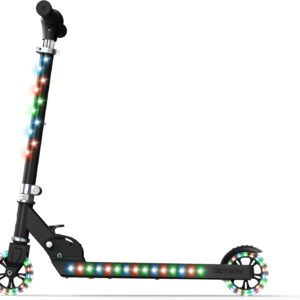 Jetson Jupiter Kids 2-Wheel Light-Up Kick Scooter, LED Lights on Handlebar, Stem, Wheels & Deck, Adjustable Handlebar, Rear Brake, Easy-Folding Mechanism, Ages 5+
