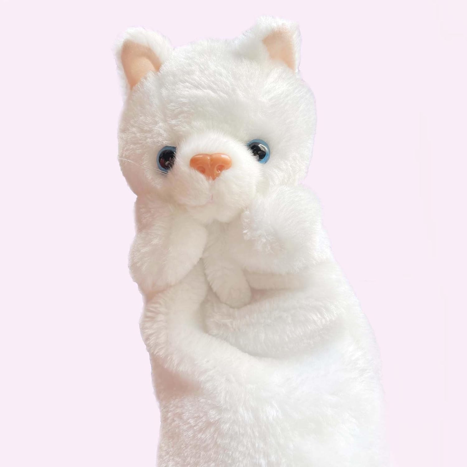 Cat Hand Puppets Kitten Plush Animal Toys Dolls for Kids Imaginative Pretend Play Storytelling White - Image 2