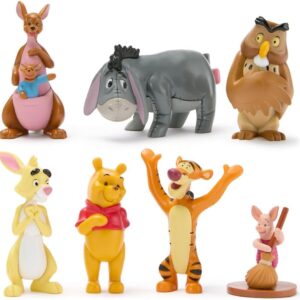 Disney Store Official Winnie the Pooh Figure Set – 7 Fully Sculpted Disney Figures Including Pooh Bear, Piglet, Tigger, Eeyore & More in Double-Tiered Box with Scenic Backgrounds