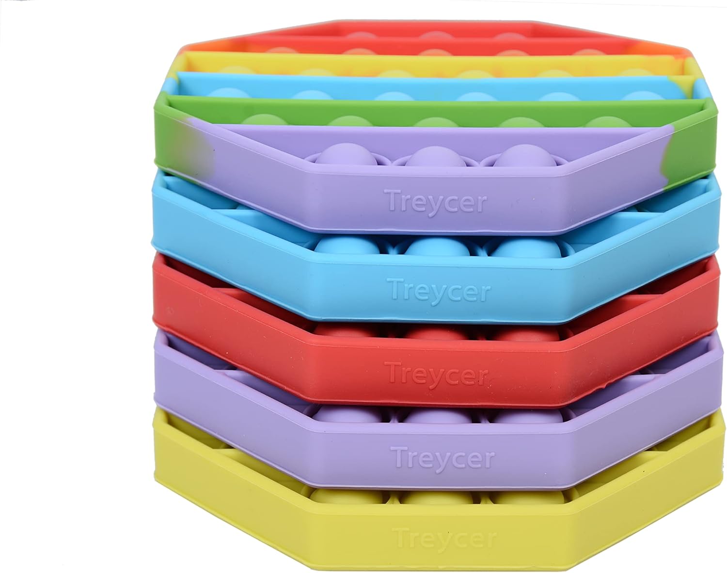 5 Pack Silicone Bubble Sensory Pop Fidget Toy, Office Toys, Anxiety Relief Squeeze Sensory, Autism, ADHD and Special Needs Stress Reliever, 5 Colors Including Rainbow by Treycer - Image 2