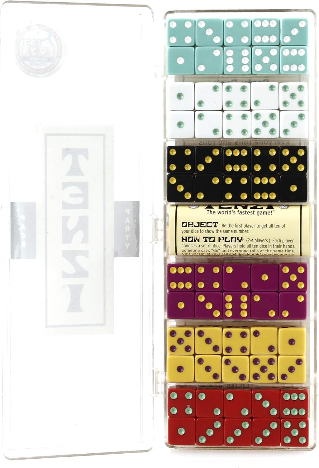 TENZI Party Pack Dice Game - A Fun, Fast Frenzy for The Whole Family - 6 Sets of 10 Colored Dice with Storage Case - Colors May Vary - Image 4