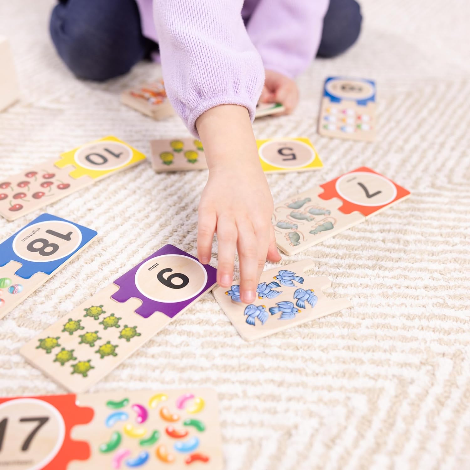 Melissa & Doug Self-Correcting Wooden Number Puzzles with Storage Box (40 pcs) - Image 7