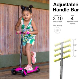 6KU Scooter for Kids Ages 3-10 with Flash Wheels, Kids Scooter 4 Adjustable Height, Toddler Scooter Extra-Wide PU LED Wheels, 3 Wheel Scooter for Kids for Girls & Boys Learn to Steer…