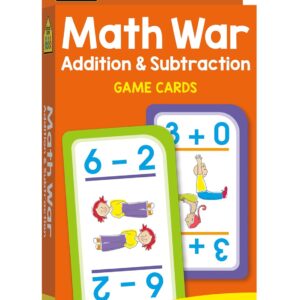 School Zone Math War Addition & Subtraction Game Cards: 56 Cards, Kindergarten, 1st Grade, 2nd Grade, Math Games, Numbers, Math Facts, Early Math, Ages 6+