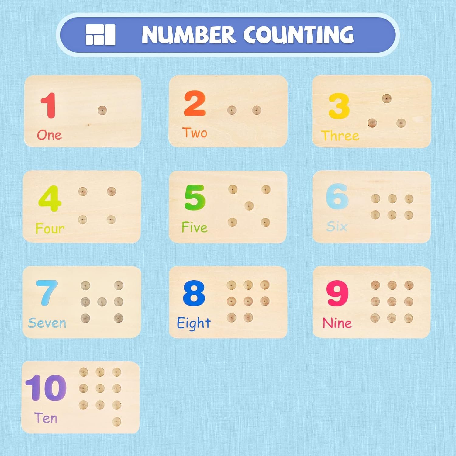 Wooden Montessori Number Blocks for Toddlers, Counting Peg Board for Kids Age 3 4 5,Preschool Learning Toys,Ideal for Kids 3 4 5 Years Old - Image 2