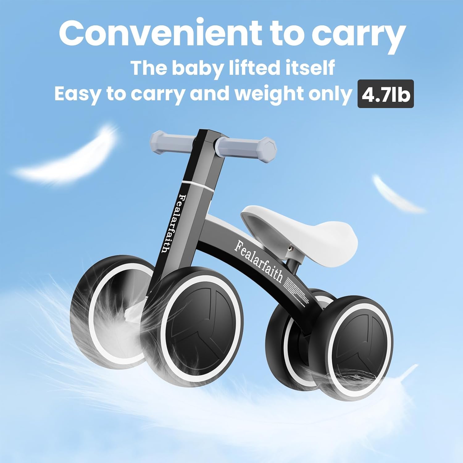 Baby Balance Bike for 1 Year Old Boys Girls, Toddler First Bike with 4 Colorful Lighting Wheels | 10-36 Month Toddler Balance Bike | First Birthday Gifts (Black) - Image 3