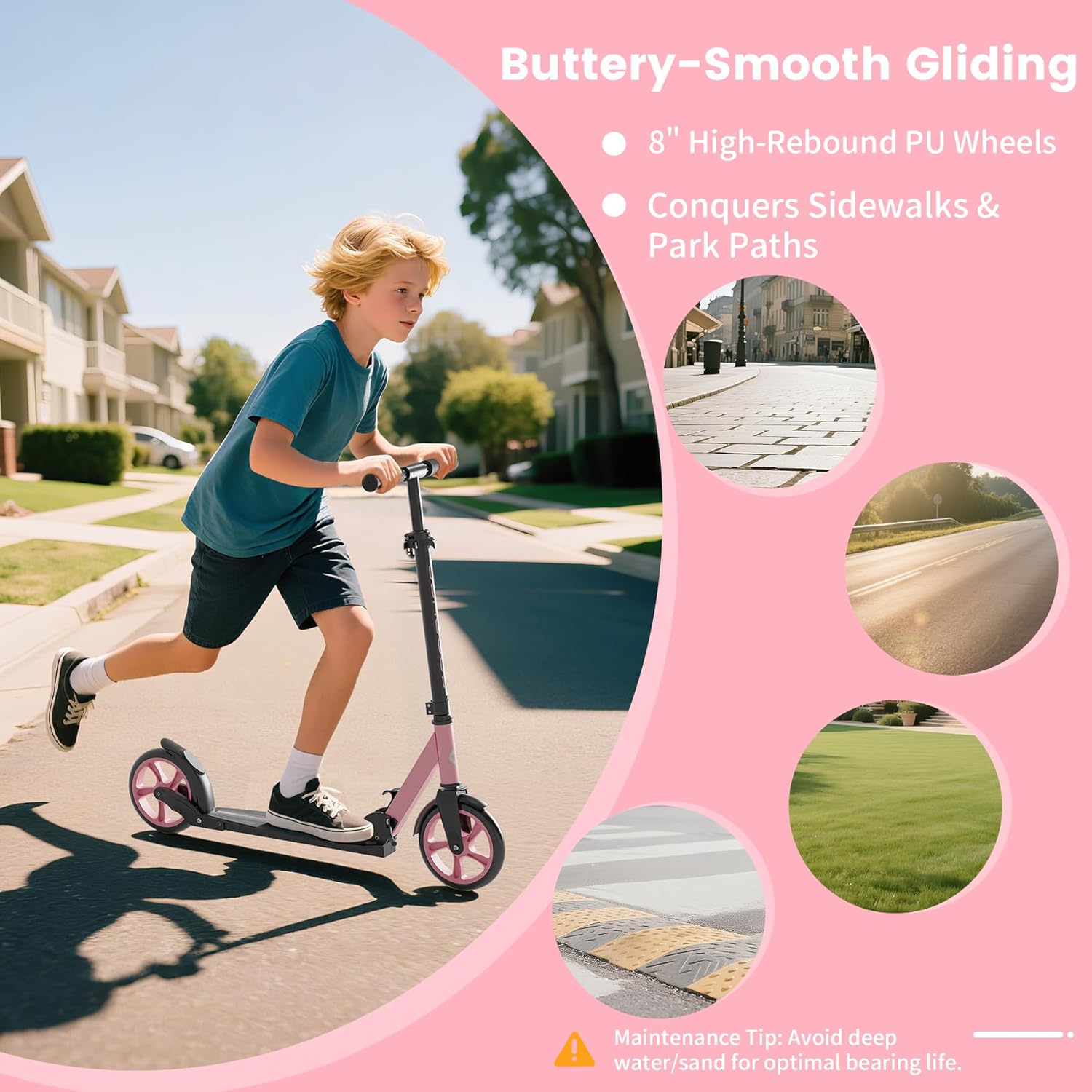 Kick Scooter for Kids 5-12, Teens, Adults, CPSC Certified Foldable Lightweight Sport Scooter with 8 Inch Wheels, Max Load 240 LBS, Gift for Childs - Image 6