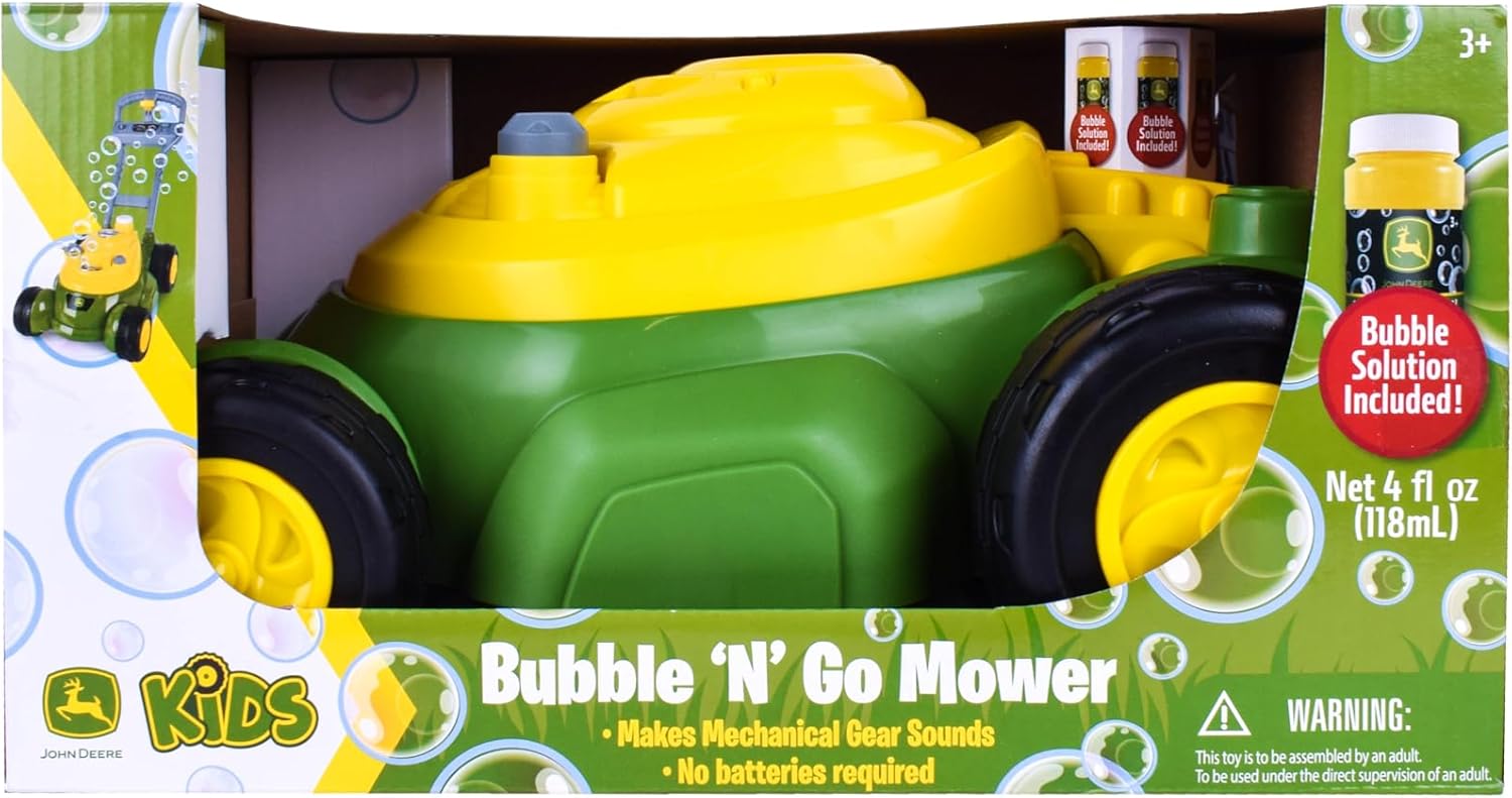 John Deere Bubble Lawn Mower for Toddlers, Bubble Blowing Machines, Indoor and Outdoor Gardening Toy, Birthday, Party Favor for Preschool Girls and Boys, No Batteries Required, 2+ - Image 6
