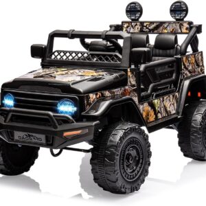 Garvee 12V Kids Ride On Truck Car with Remote Control – Electric Ride On Toys for Toddlers, Spring Suspension, 3 Speeds, LED Lights, Bluetooth Music & Parent Safety Brake​