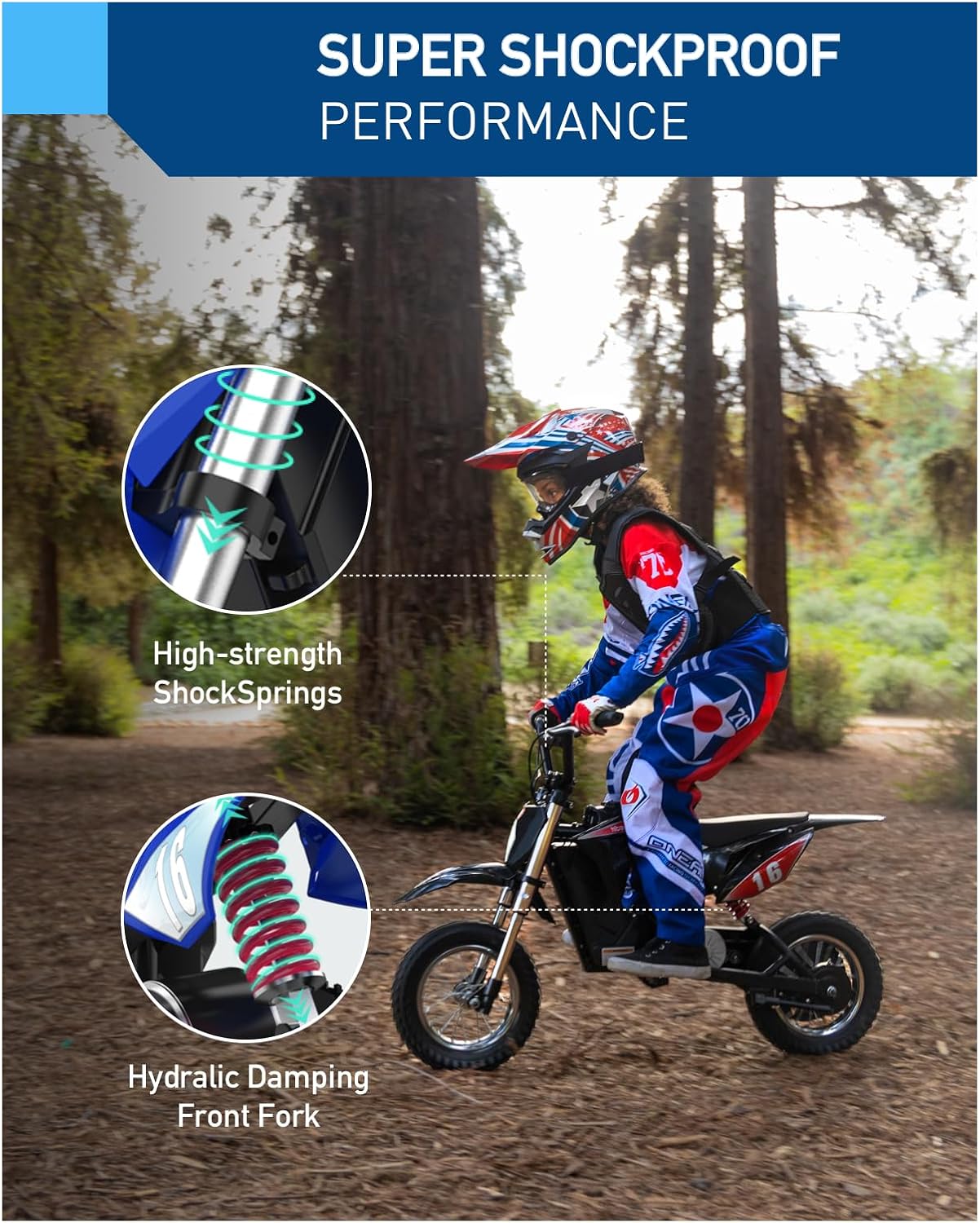 Hiboy DK1 36V Electric Dirt Bike,300W Electric Motorcycle - Up to 15.5MPH & 13.7 Miles Long-Range,3-Speed Modes Motorcycle for Kids Ages 3-10 - Image 4