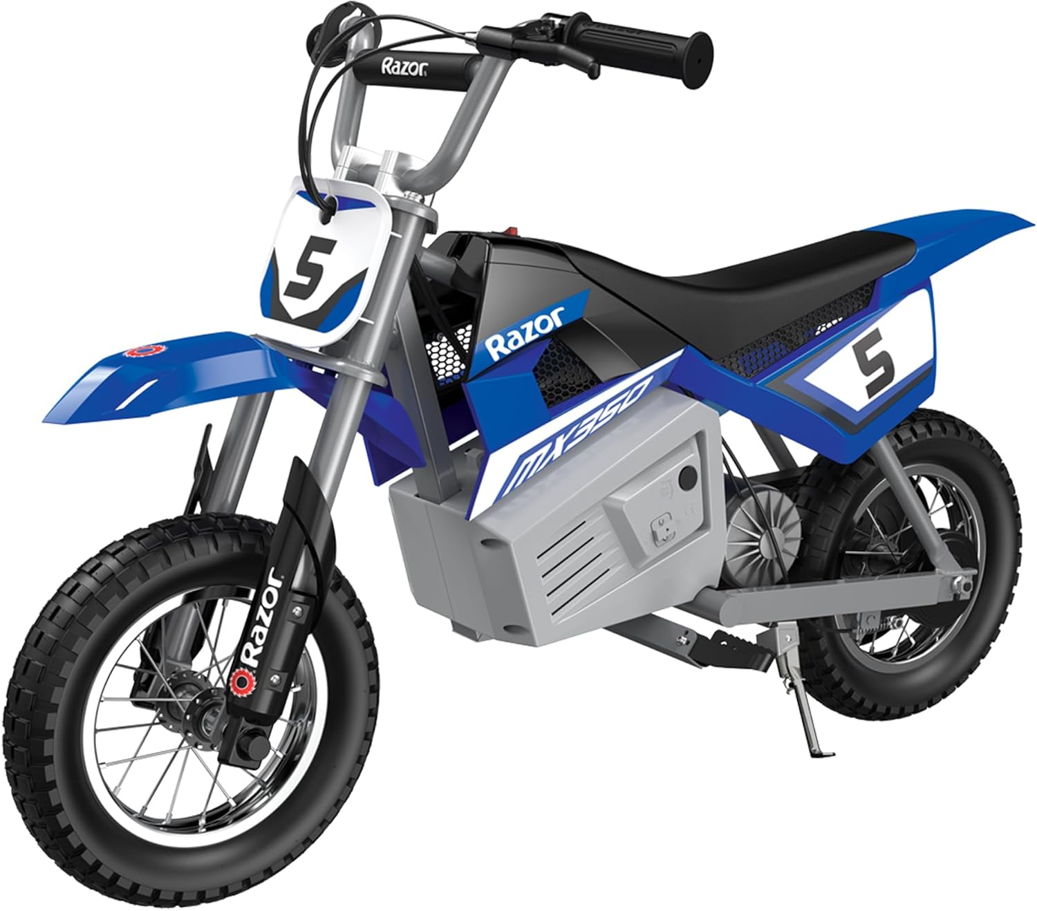 Razor MX350 Dirt Rocket Electric Bike for Kids Ages 8+, 140 lb Max Weight, Blue – 24V Battery, Up to 14 Mph, 30-Min Ride Time on High Speed, Twist-Grip Throttle, Spoked Wheels w/ 12” Pneumatic Tires