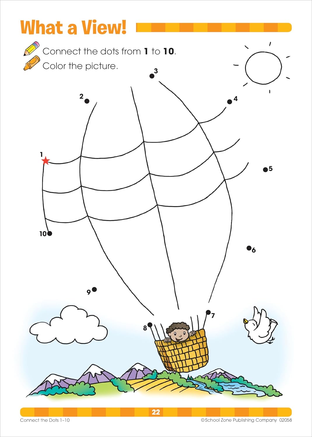 School Zone Connect the Dots Workbook: 32 Pages, Preschool, Kindergarten, Dot-to-Dots, Counting, Number Puzzles, Numbers 1-10, Coloring, Ages 3 to 5 (Get Ready! Book Series) - Image 6