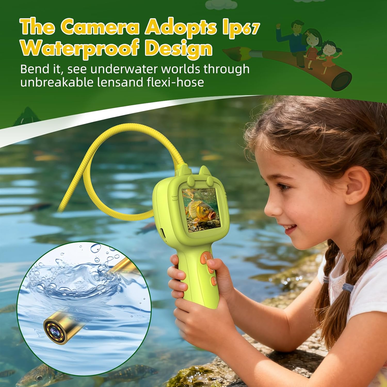 Daxiongmao Borescope Camera with Light for Kids | STEM Science Educational Toy for 3 4 5 6 7 8 Years Old Boys & Girls | Birthday Gift for Outdoor Adventures & Nature Discovery(Yellow) - Image 3