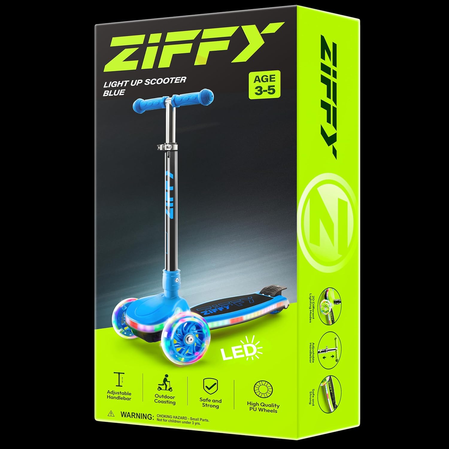 JOVA ZIFFY Light-Up Toddler Scooters for Kids 3-8, 3 Wheel Kids Scooter for Boy Girl 110lbs, 20 Dynamic LED Lights, 4 Adjustable Height Ride-on Kick Scooter, Lean-to-Steer Anti-Slip Wide Deck - Image 8