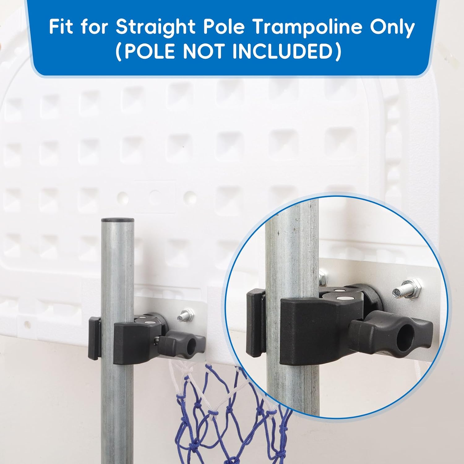 Trampoline Parts Trampoline Basketball Hoop, Teenager Basketball Hoop for Trampoline with Pump and 2 Mini Ball, Fit for Straight Pole (Blue Yellow 17inch) - Image 4