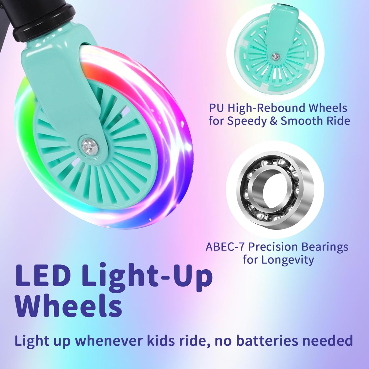 BELEEV V3 Scooter for Kids with Light-Up Wheels & Stem & Deck, 2 Wheel Folding Scooter for Girls Boys, 4 Adjustable Height, Lightweight Kick Scooter with Handy Kickstand for Children Ages 3-12 - Image 3