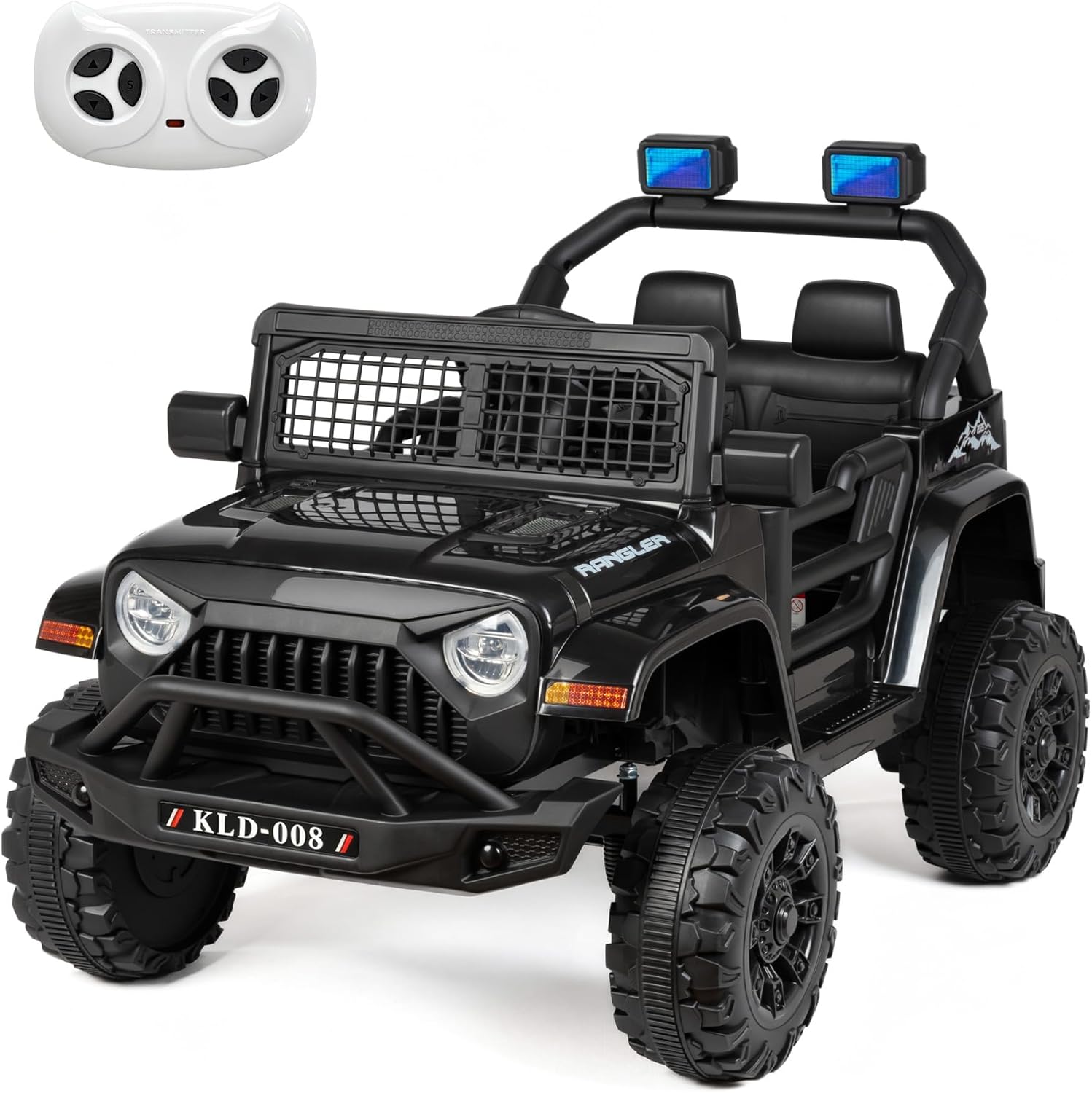 12V 7AH Kids Ride-On Truck Car, Electric Car with Parent Remote Control, Spring Suspension, LED Lights, Bluetooth, Music, Black