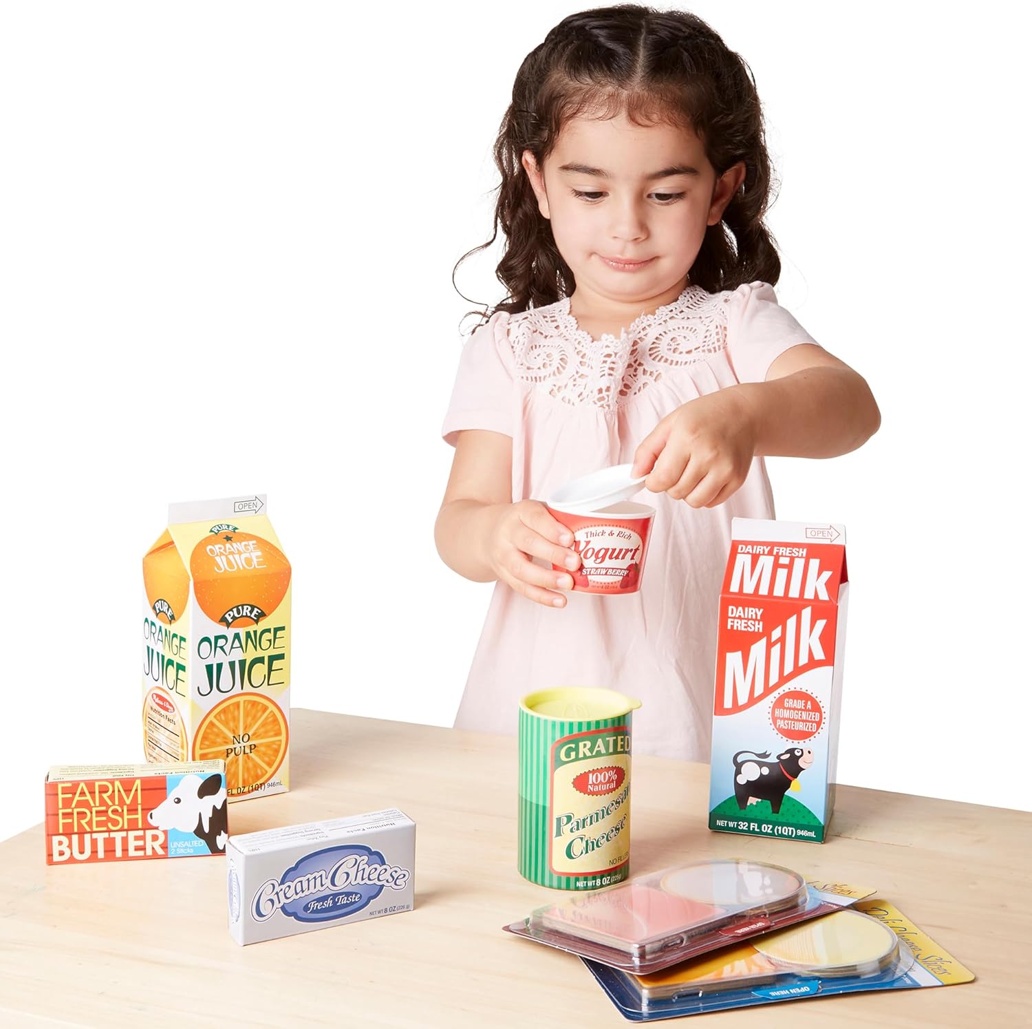 Melissa & Doug Fridge Fillers Grocery Play Food Cartons (8 Pieces) Wooden Toy Groceries, Pretend Play Food, Kitchen Accessories for Kids Ages 3+ - FSC Certified - Image 8