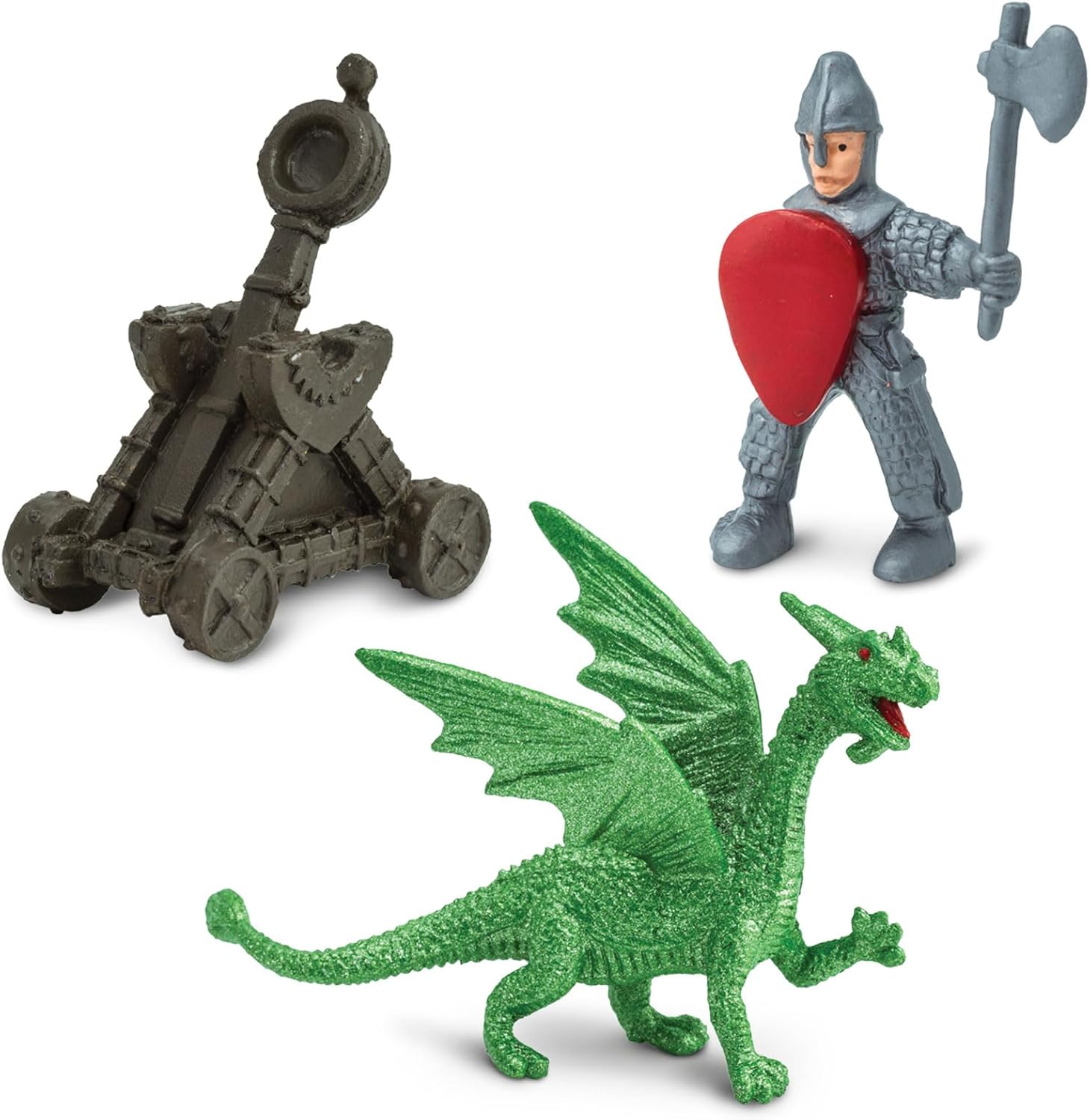 Safari Ltd. Knights & Dragons Toob - Set of 10 Mini Figurines: Red & Blue Kingdom Knights, Catapult, and Green Dragon - History Learning Toy Figures for Boys, Girls & Kids Ages 3+ - Image 6