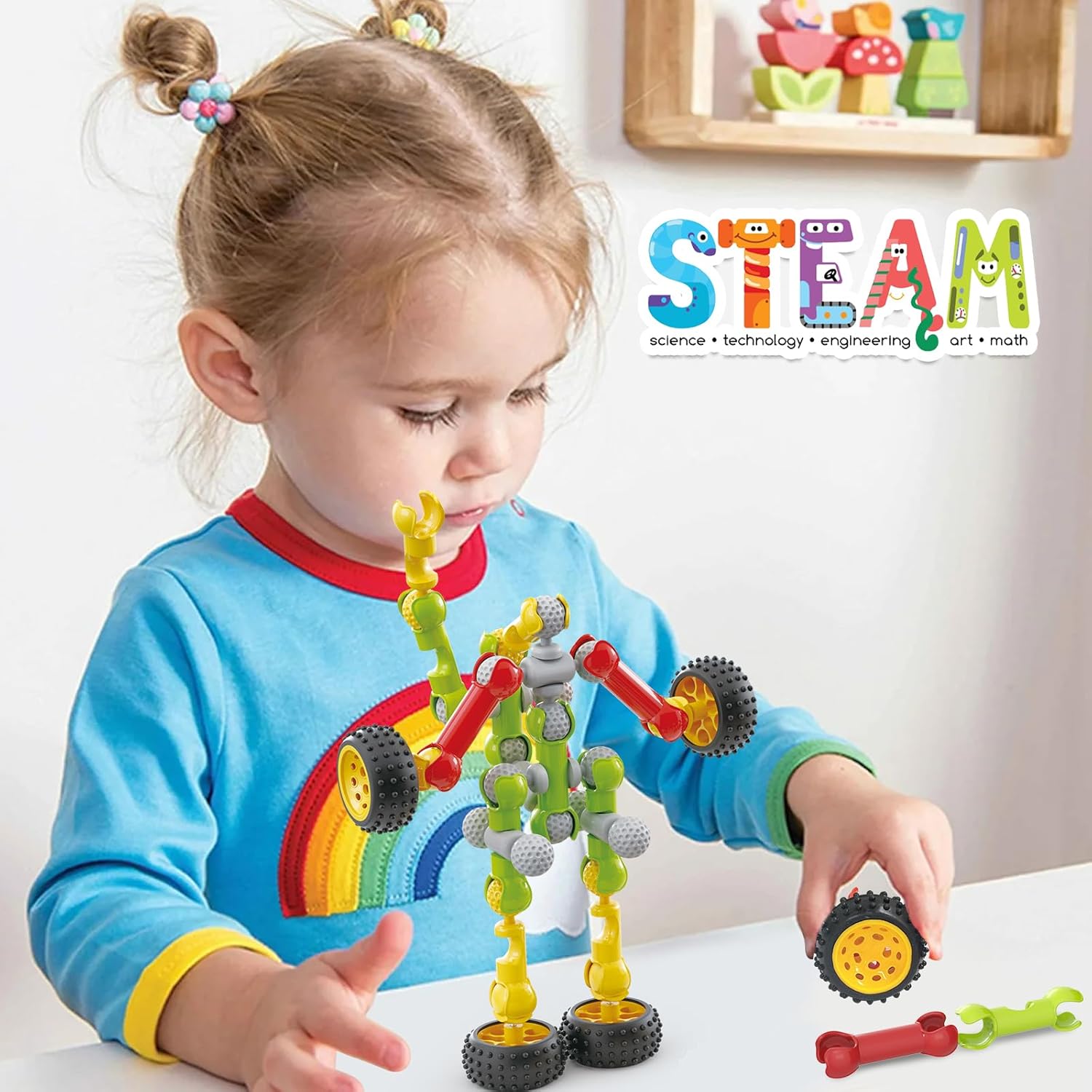 Huaker 125PCS Stem Building Toys for 3 4 5 6 7 8 Year Old Boys Girls,Kids Building Blocks Educational Creative Learning Activity with Large Storage Box,Ideal Christmas Birthday Gifts - Image 7