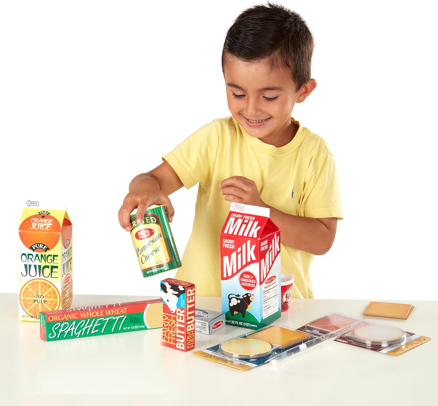 Melissa & Doug Fridge Fillers Grocery Play Food Cartons (8 Pieces) Wooden Toy Groceries, Pretend Play Food, Kitchen Accessories for Kids Ages 3+ - FSC Certified - Image 6