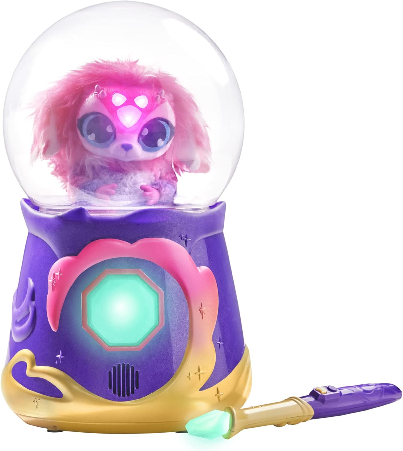 Magic Mixies Magical Misting Crystal Ball with Interactive 8 inch Pink Plush Toy and 80+ Sounds and Reactions - Image 2