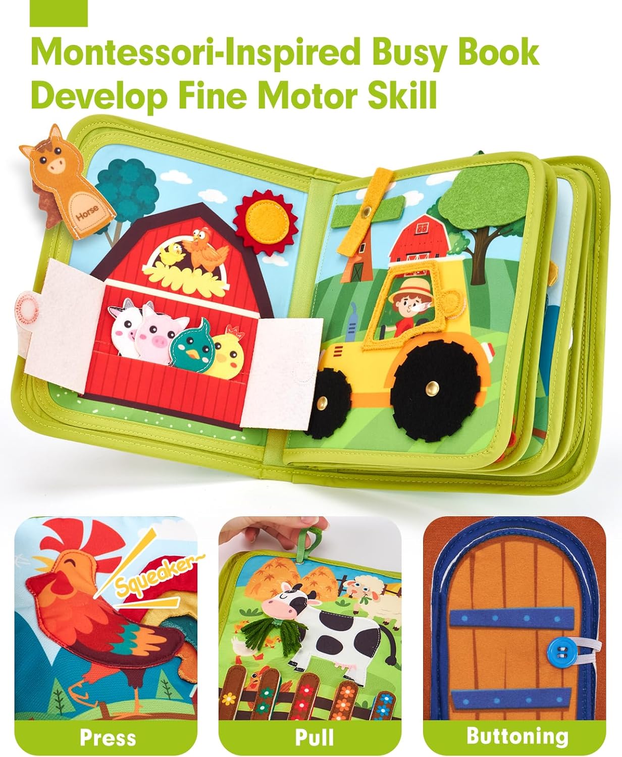hahaland Busy Book for Toddlers 1-3 - Montessori Toys Busy Board for 1 Year Old Boy Gifts Girl Toys Educational Learning Quiet Activity Books Gifts Toddler Travel Toys for One Year Old Birthday Gift - Image 4