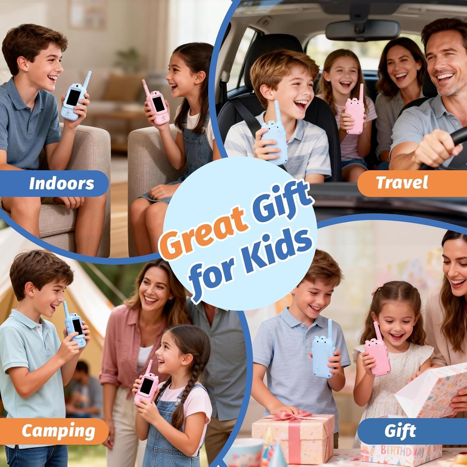 Walkie Talkies for Kids with Real-Time Video Chat, 2 Pack Rechargeable Two-Way Radios, Long Range & Voice Changer, Indoor Outdoor Adventure Toys for Boys Girls Age 3-12 (Blue/Pink) - Image 6
