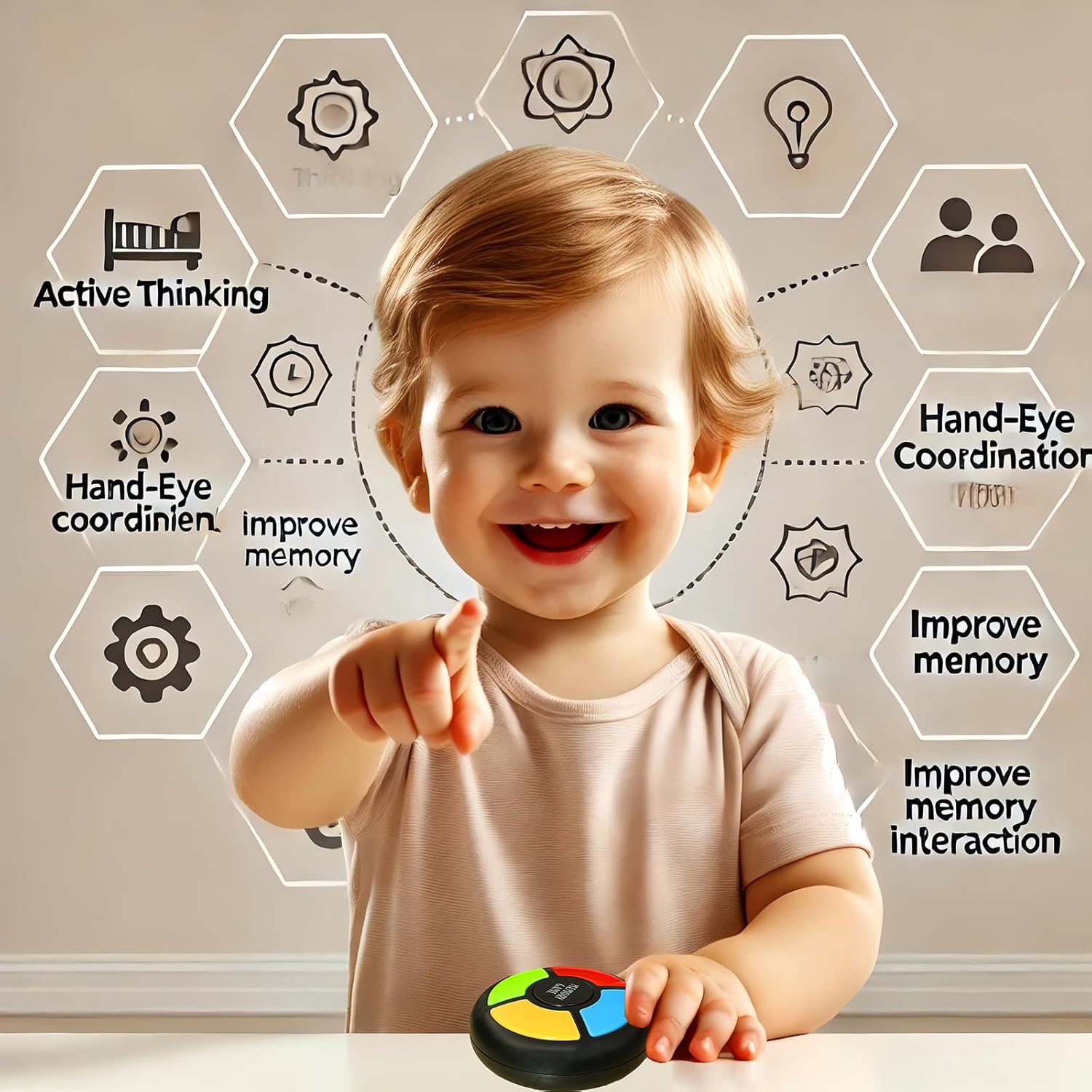 tingbowie Memory Game Handheld Electronic Toy, Color Memorizing with Lights and Sounds - Image 4