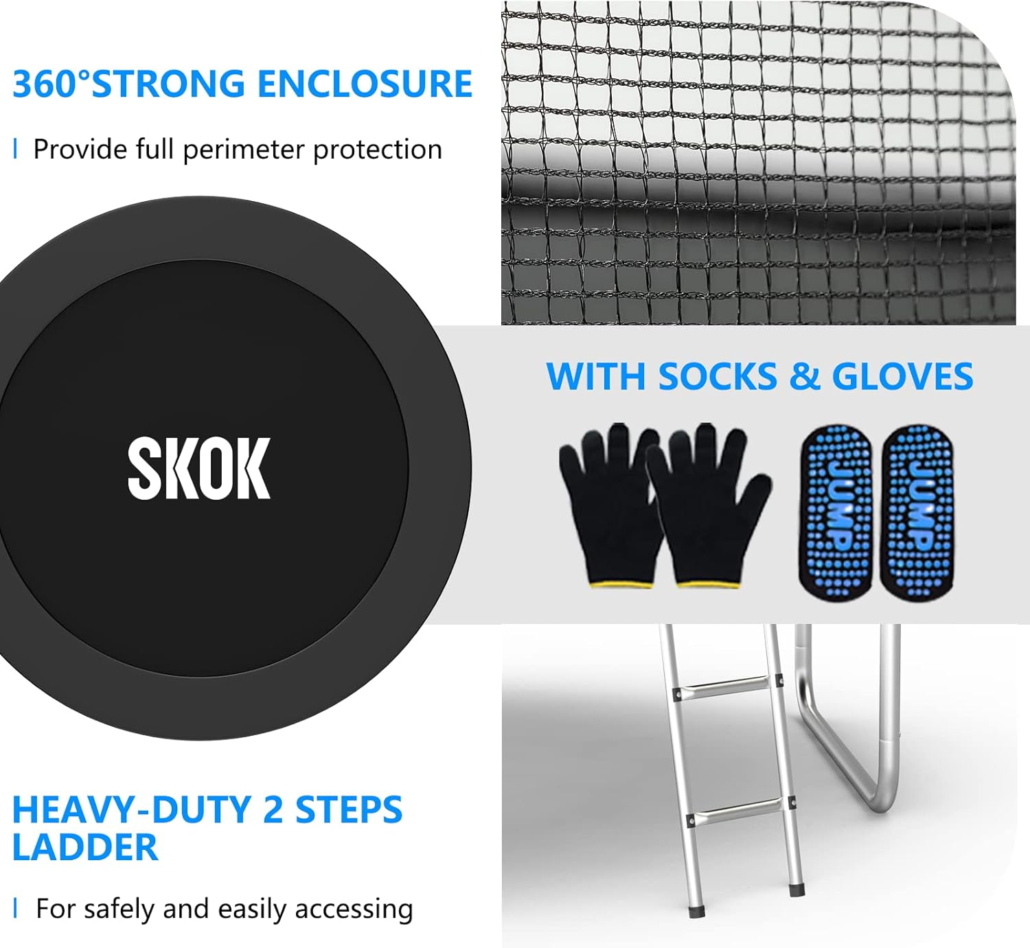 SKOK Trampoline for Kids,400LBS Outdoor Trampoline with Net-ASTM Approved Trampoline for Children and Adults - Image 5