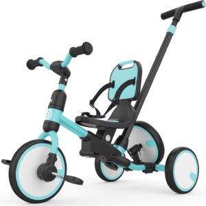 besrey 5-in-1 Toddler Tricycle with Push Handle, Grow with Me Kids Trike for 1-3 Years, Balance Bike & Tricycle, Adjustable Parent Steering, Safety Seat with Backrest