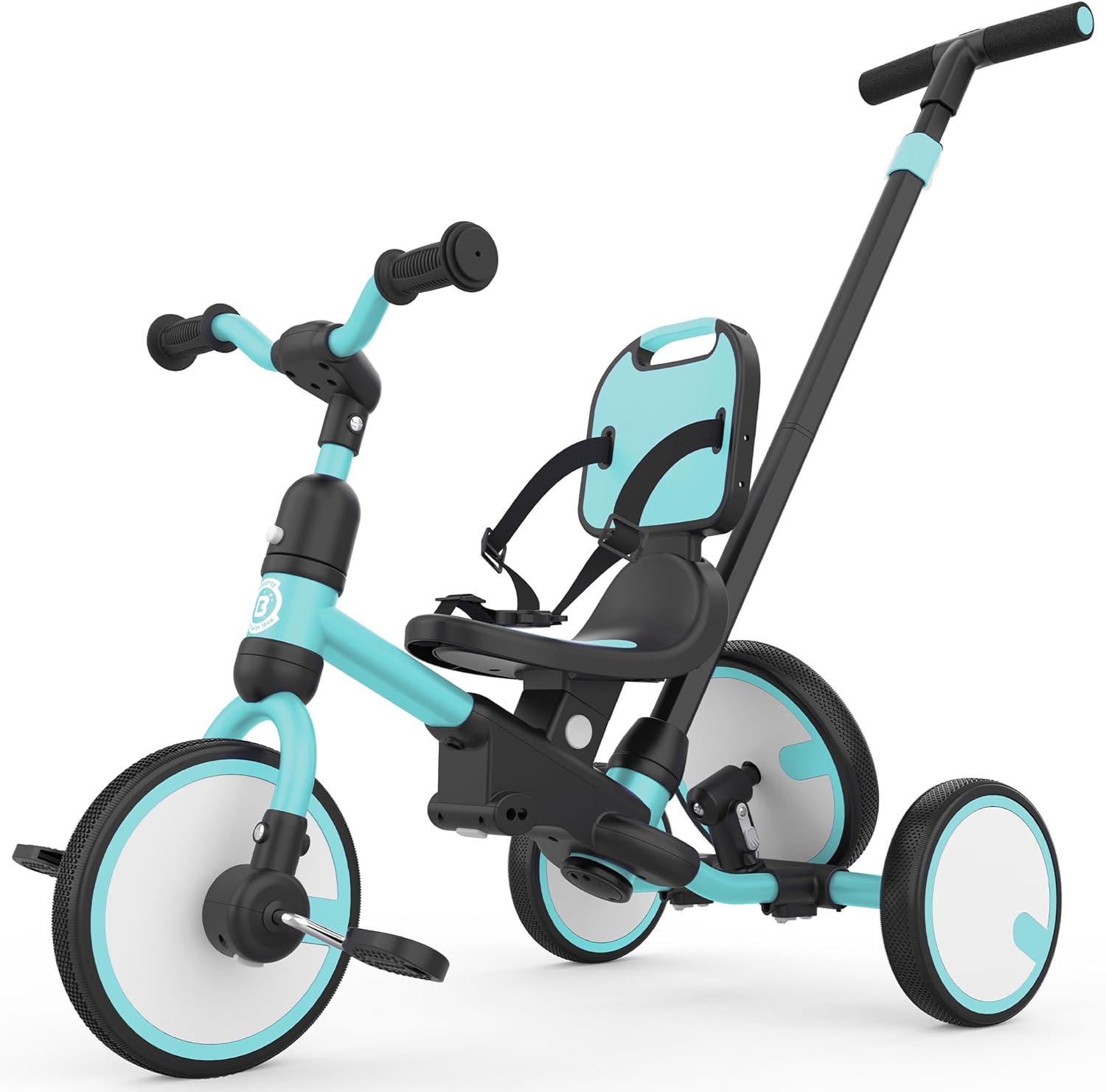 besrey 5-in-1 Toddler Tricycle with Push Handle, Grow with Me Kids Trike for 1-3 Years, Balance Bike & Tricycle, Adjustable Parent Steering, Safety Seat with Backrest