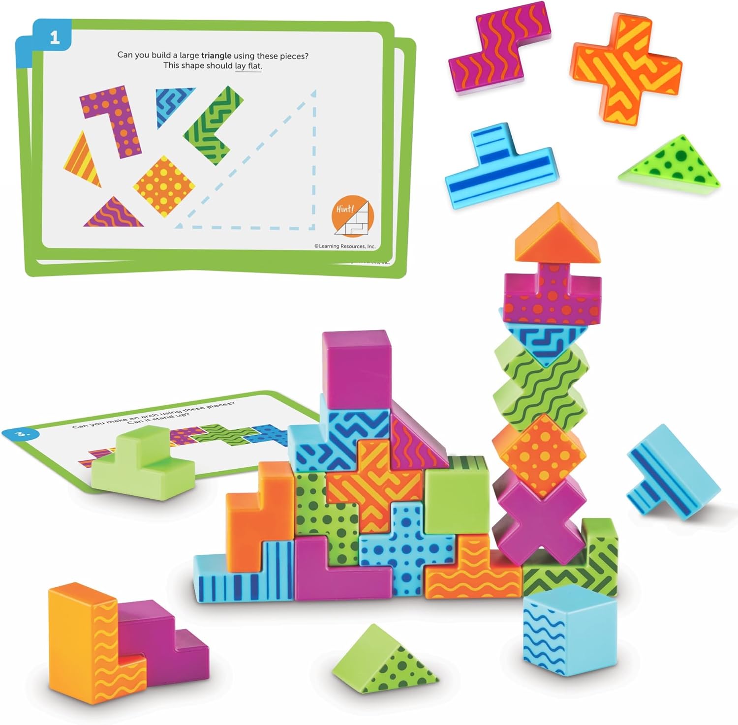 Learning Resources STEM Explorers Brainometry - 3d Puzzle, Brain Games, Brainteaser, Building Logic Toys, Gifts For Boys and Girls, Fine Motor Skills , Pattern Blocks, Math Manipulatives