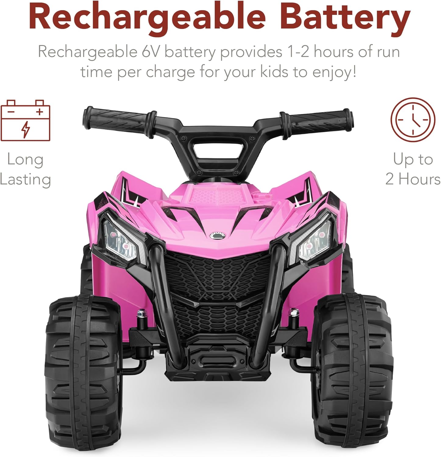 Best Choice Products 6V Kids Ride On Toy, 4-Wheeler Quad ATV Play Car w/ 1.8MPH Max Speed, Treaded Tires, Rubber Handles, Push-Button Accelerator - Pink - Image 4