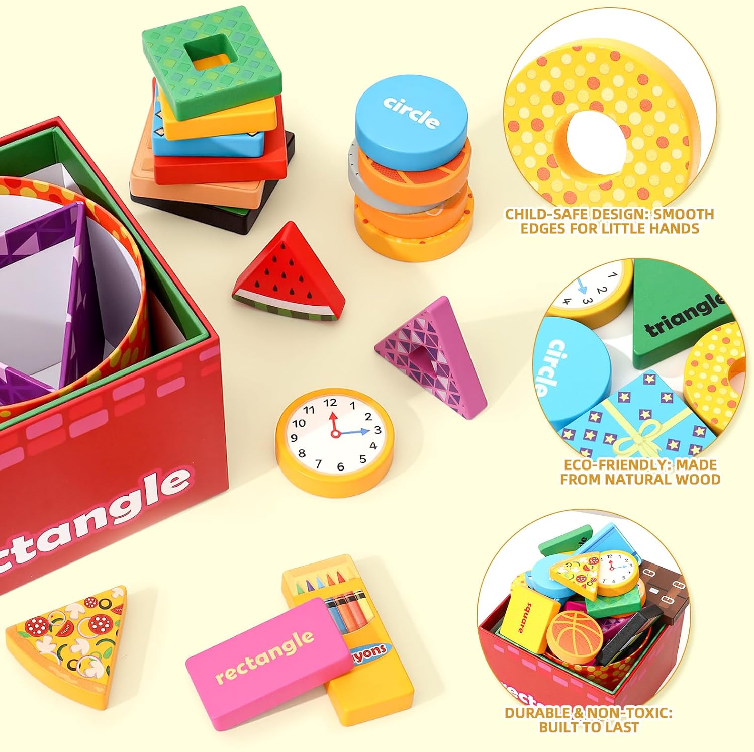 Atoylink Montessori Toys Shape Sorter for Toddlers, Wooden Stacking Blocks Nesting Boxes Baby Everyday Objects Shape Sorting Toys Matching Games, Preschool Learning Toys for 1 2 3 Year Old Boys Girls - Image 4