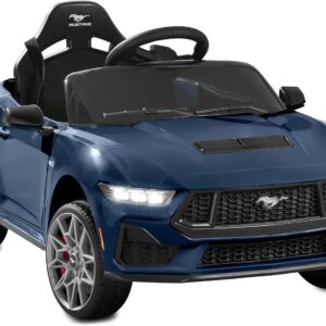 Best Choice Products Kids 12V Electric Ride On Car Officially Licensed Ford Mustang w/Parent Control, LED Lights, 2 Speeds, Bluetooth – Blue