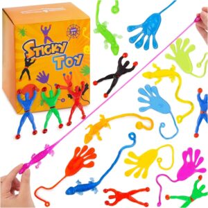 LovesTown 48PCS Party Favor for Kids, Fidget Toys Bulk with 16 Wall Climbers & 16 Sticky Hands & 16 Stretchy Lizards, Treasure Box Toys for Classroom Goodie Bags, Classroom Prizes