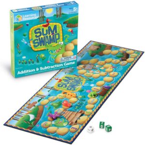 Learning Resources Sum Swamp Game Addition & Subtraction Board Game – Educational Homeschool, Elementary Math Classroom Must Haves, Kindergarten, Gifts for Kids, Numbers for Boys and Girls