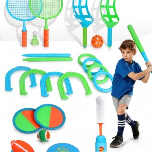 Outdoor Toys for Kids Ages 4-8, 8-in-1 Backyard Games Set with Multiple Sports Activities, Outdoor Family Play for Boys and Girls, Ideal for Parties, Camping & Birthday Gifts