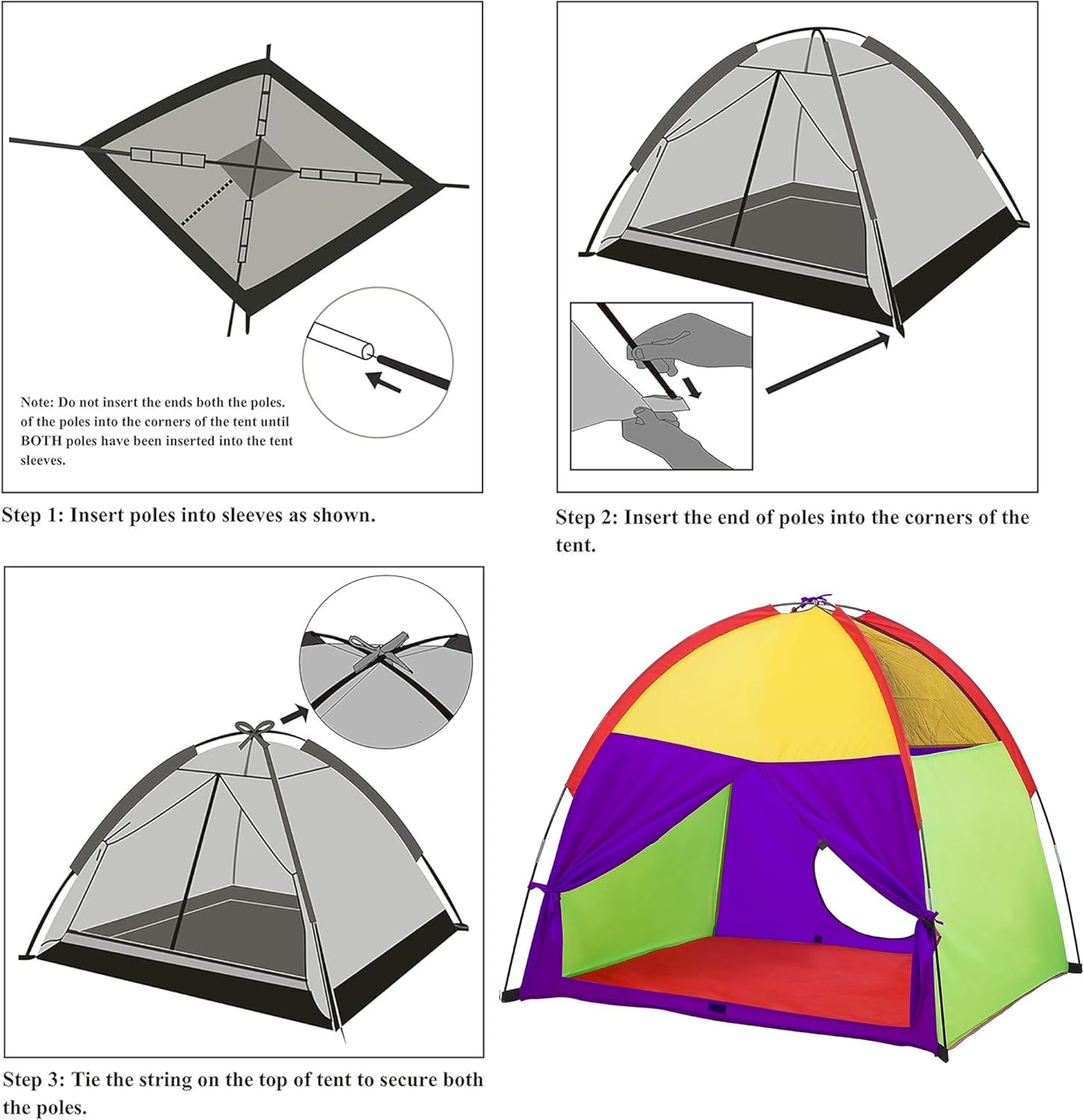 ATDAWN Kids Play Tent, Kids Pop Up Tent, Camping Playground, Indoor/Outdoor Children Playhouse for Boys and Girls, Rainbow Color - Image 7
