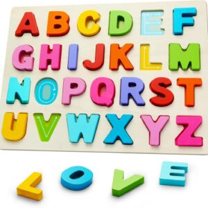 Wooden Puzzles for Toddlers, ABC Alphabet Puzzle, Learning Toys, Preschool Learning Activities, Preschool Educational Toddler Puzzle for Gift Set