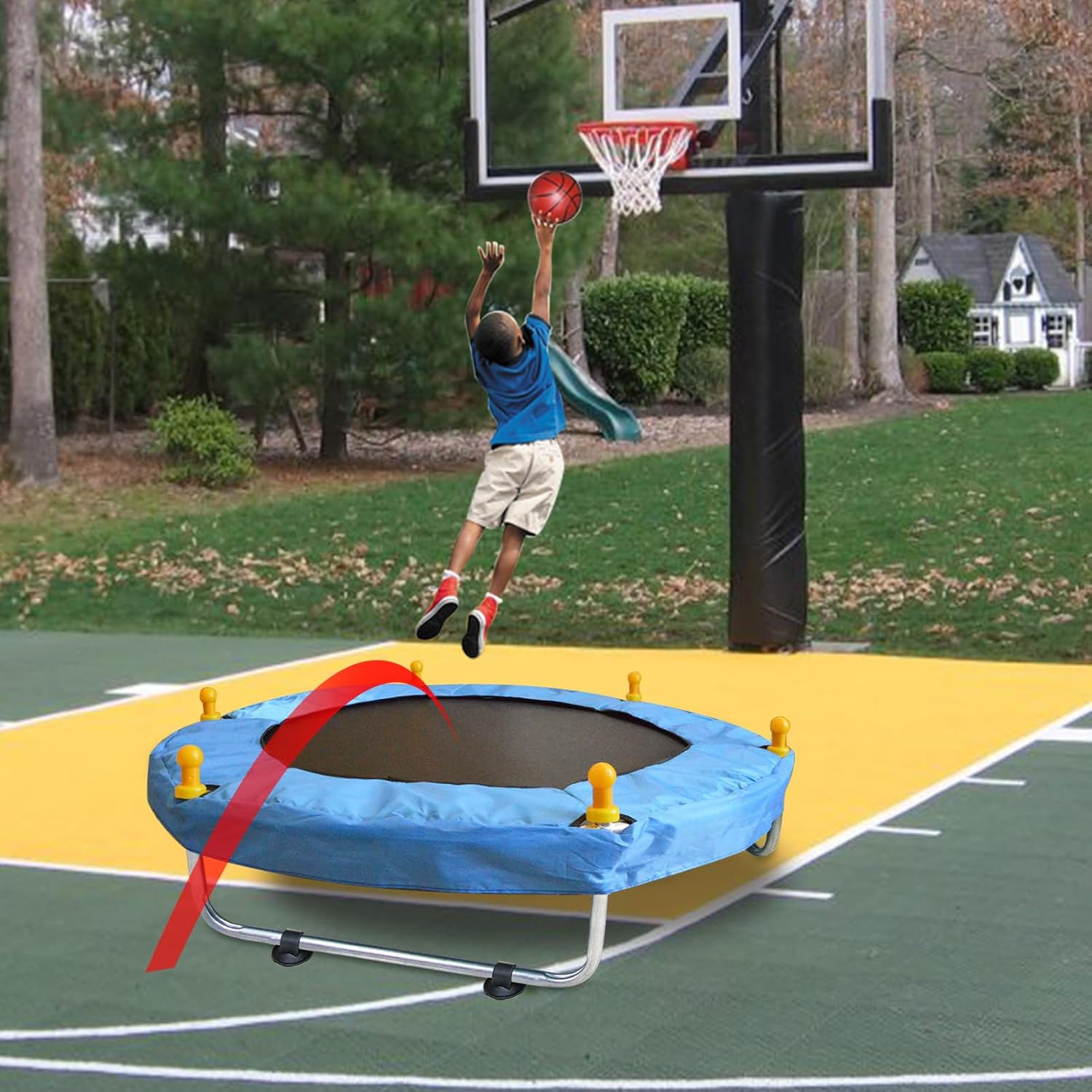 Toddler Trampoline for Kids Ages 1-8, 55'' Small Trampoline with Safety Enclosure Net, Indoor & Outdoor Baby Mini Trampolines, No-Gap Safe Design for Toddlers Jump, Gifts for Children & Boys & Girls - Image 3