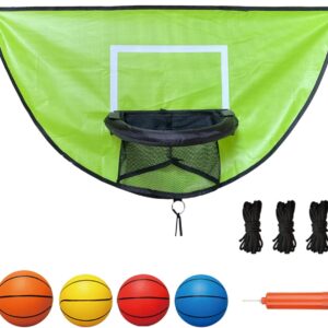 Trampoline Basketball Hoop, with Pump and 4 Mini Balls, Easy to Install, Universal Trampoline Accessories, Trampolines Basketball for Dunking