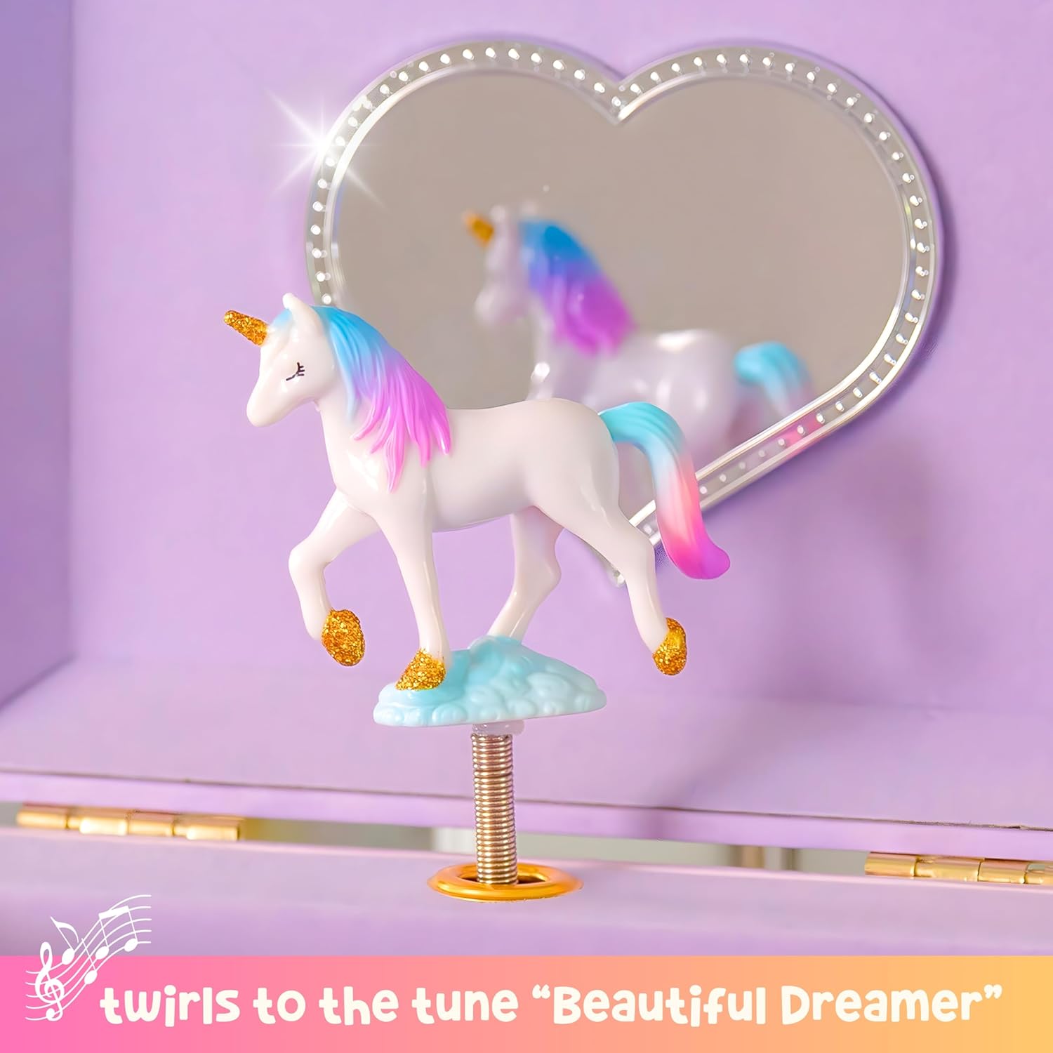 Giggle & Honey® Musical Unicorn Jewelry Box for Girls | Music Boxes for Little Girls | Toddler Jewelry Box for 4 Year Old Kids | Toys for Toddlers | Birthday Gifts for Kids 5, 6, 7, 8, 9 Years - Image 3