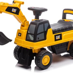 Best Ride On Cars CAT Excavator Push Car – Licensed Caterpillar Ride-On Digger Toy for Kids with Rotating Bucket & Under-Seat Storage – Construction Vehicle for Toddlers