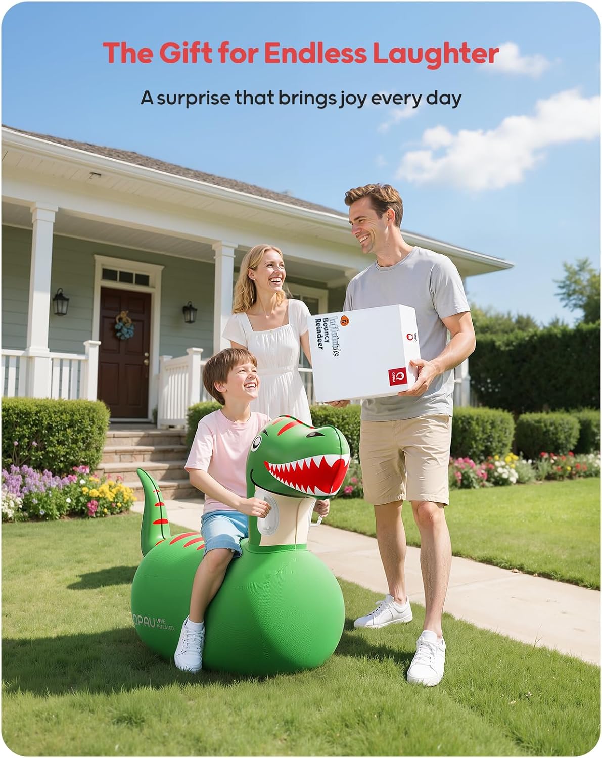 QPAU Inflatable Bouncy Dinosaur Toys 2 PCS with Hand Pump, Heavy Duty Giant Bouncy Pal, 220lbs Load Capacity, Ride On Bouncy Animal Hopper Toy, Indoor Outdoor Bouncers for Kids Girls Boys Ages 5+ - Image 7