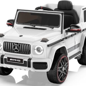 ANPABO Licensed Mercedes-Benz G63 Car for Kids, 12V Ride on Car w/Parent Remote Control, LED Headlights, Music Player & Horn, Soft Start, Low Battery Prompt, Kids Electric Car, White