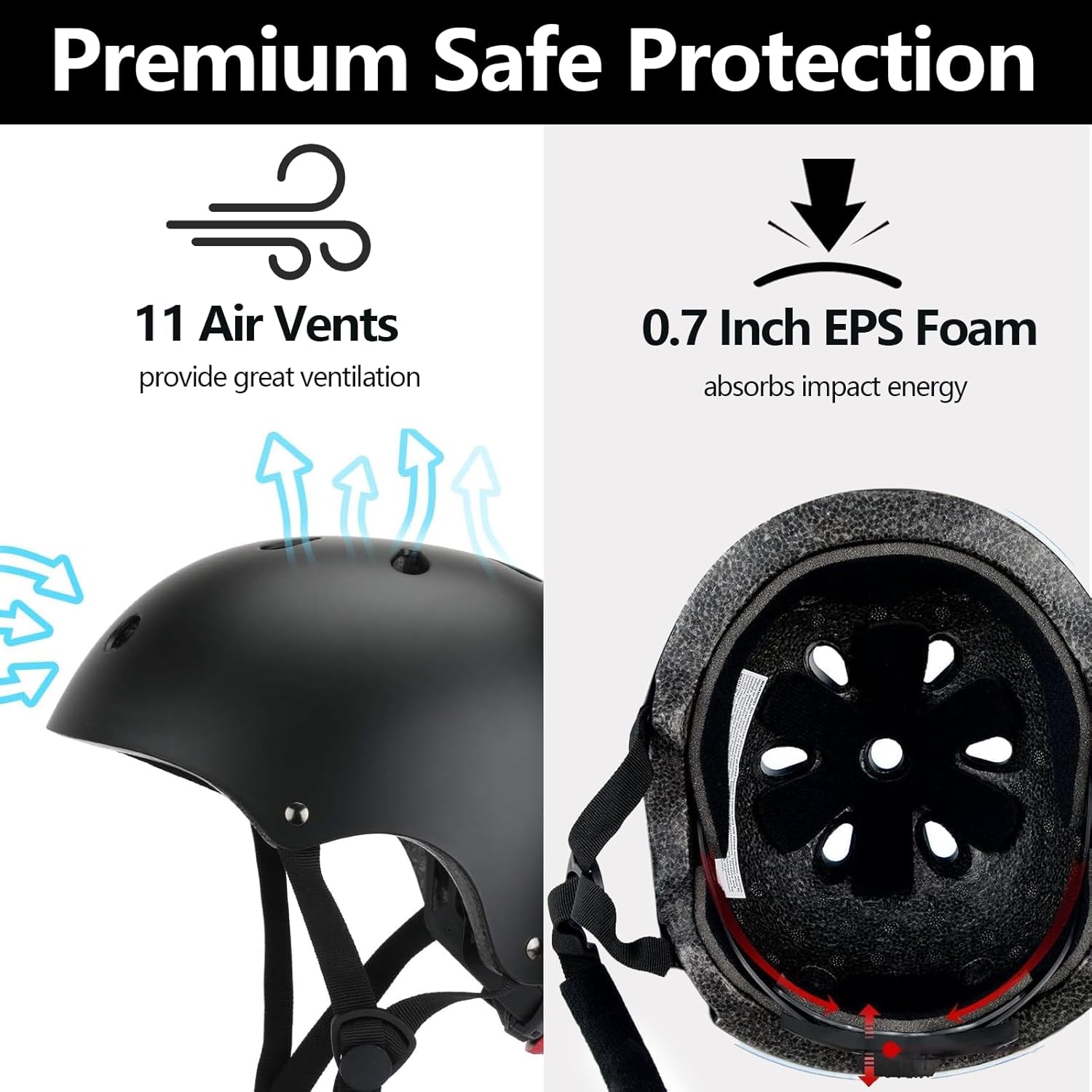 Kids Bike Helmet Set,CPSC Certified with Knee Elbow Wrist Pads Guards,Toddler Adjustable Black Helmet for Ages 2-3-5-8 Girls Child,Sports Protective Gear Set for Bicycle Skate Scooter - Image 9